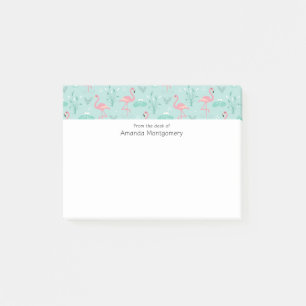 Pastel Pink Flamingos Green Pattern Post-it Notes