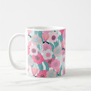 Pastel Pink Floral Abstract Pattern Coffee Mug