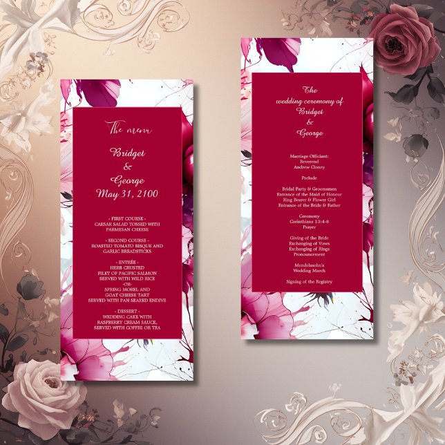 pastel pink floral abstract rose  wedding   programme (Creator Uploaded)