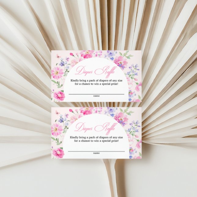 Pastel Pink Floral Arch Baby Shower Diaper Raffle  Enclosure Card (Creator Uploaded)