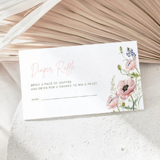 Pastel Pink Floral Baby Shower Diaper Raffle Enclosure Card