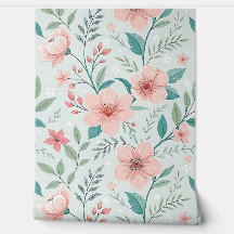 Pastel Pink Floral Botanical Wallpaper