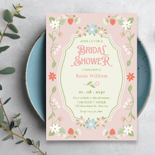 Pastel pink floral bridal shower invitation