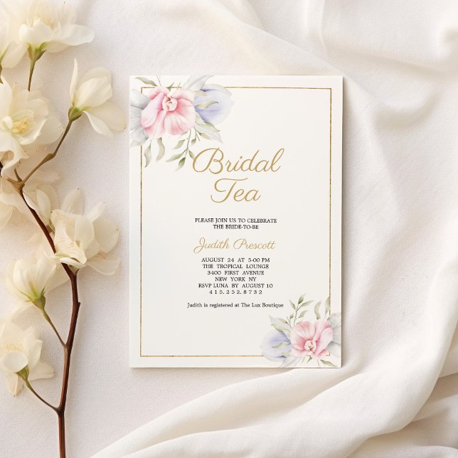 Pastel pink floral bridal tea party Bridal Shower  Invitation (Pastel pink floral bridal tea party Bridal Shower )