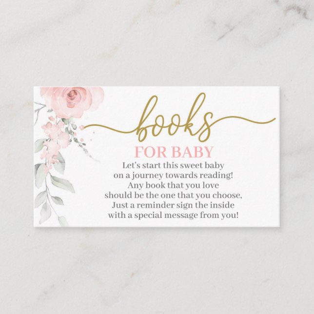 Pastel pink floral bring a book enclosure card (Front)