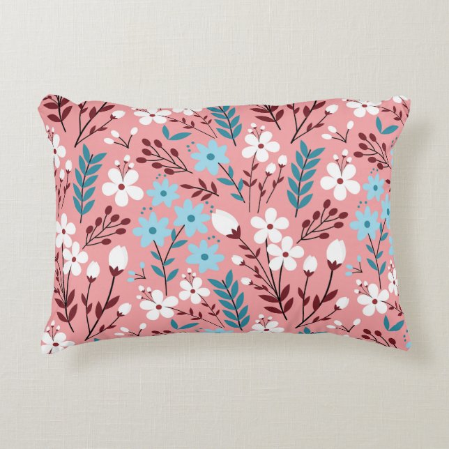 Pastel Pink Floral Seamless Pattern. Decorative Cushion (Front)