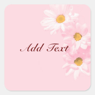 Pastel Pink Floral Template, customise, Square Sticker