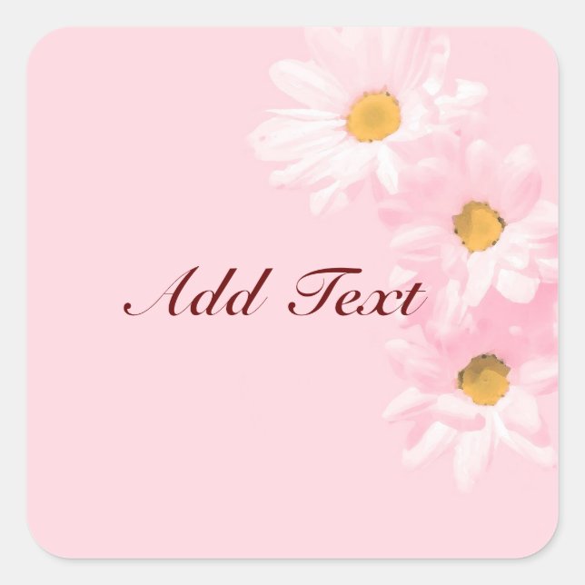 Pastel Pink Floral Template, customise, Square Sticker (Front)