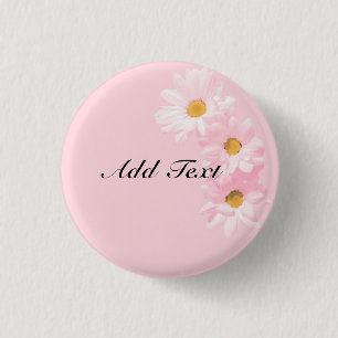 Pastel Pink Floral Template, Ready to Customise. 3 Cm Round Badge