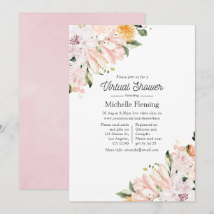 Pastel Pink Floral Virtual Shower Invitation