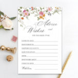 Pastel Pink Floral Wildflower Advice & Wishes Card<br><div class="desc">Personalise with the bride to be's name and date of shower. 
For further customisation,  please click the "customise further" link. If you need help,  contact me please.</div>