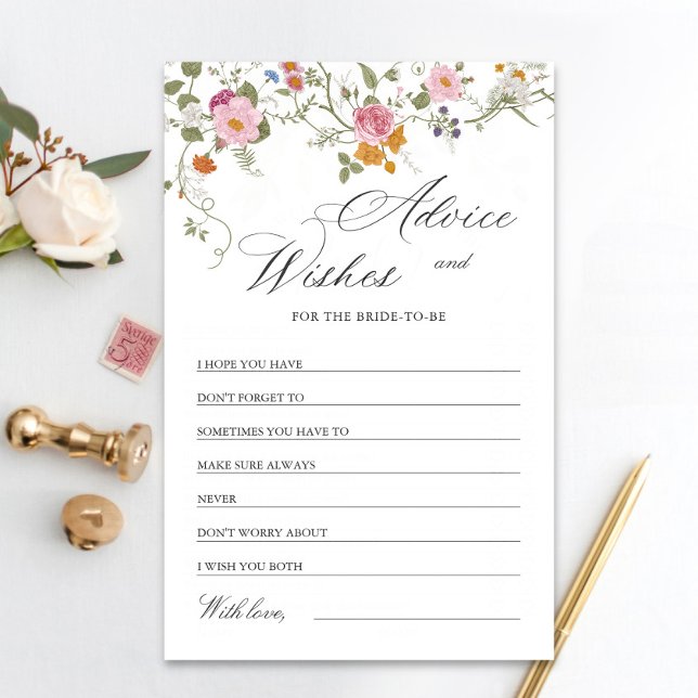 Pastel Pink Floral Wildflower Advice & Wishes Card (Creator Uploaded)