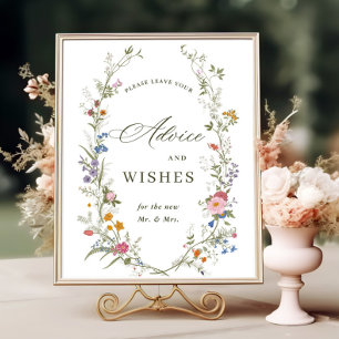 Pastel Pink Floral Wildflower Advice & Wishes Poster