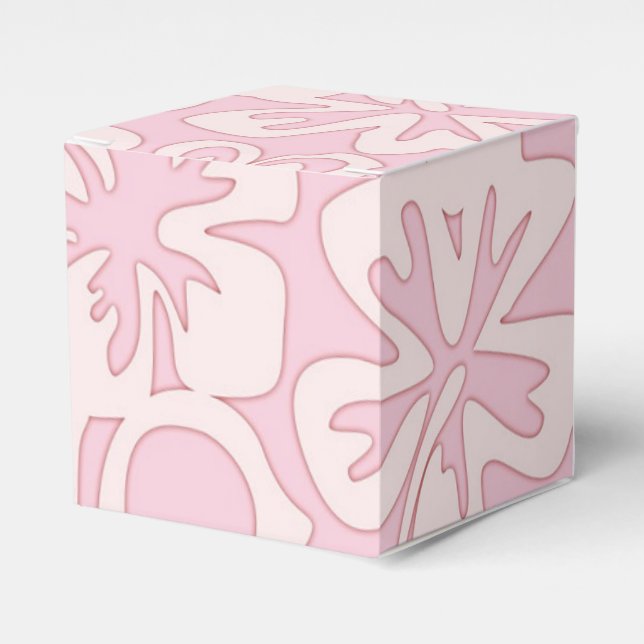 Pastel Pink Flower Art Favour Box (Front Side)