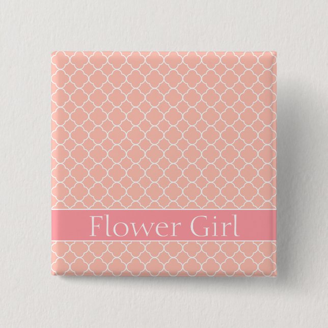 Pastel Pink Flower Girl 15 Cm Square Badge (Front)