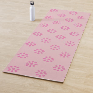 Pastel Pink Flowers Boho Aesthetic Pattern Yoga Mat