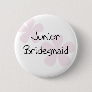 Pastel Pink Flowers Jr. Bridesmaid 6 Cm Round Badge