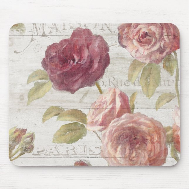 Pastel Pink French Roses Mouse Mat (Front)