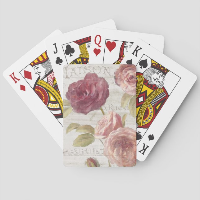 Pastel Pink French Roses Playing Cards (Back)