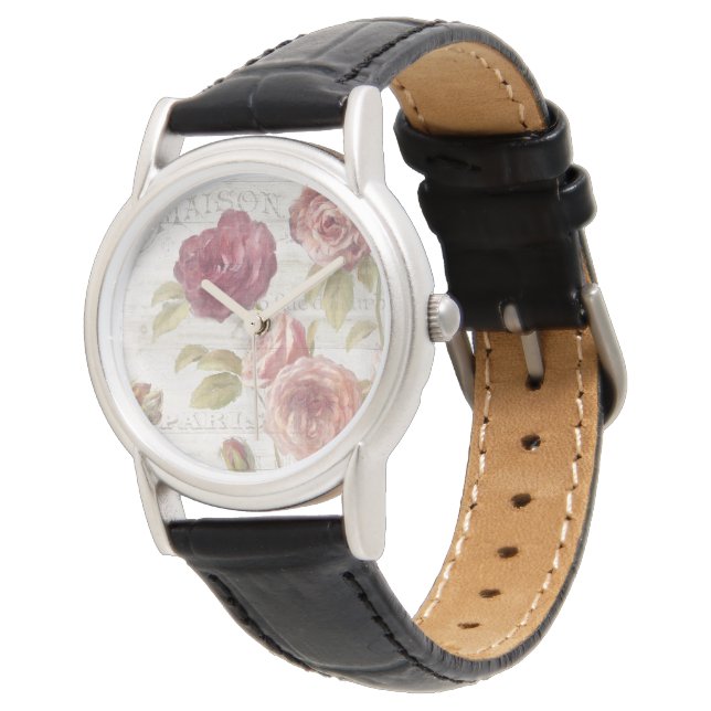 Pastel Pink French Roses Watch (Angled)