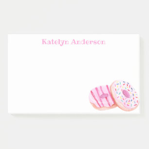 Pastel Pink Frosted Doughnuts Personalised Post-it Notes