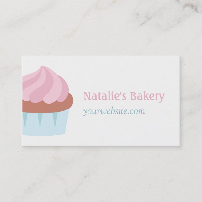 Pastel Pink Frosting Cupcake Bakery Pastry Cake Business Card (Front)