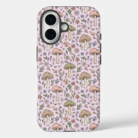 Pastel Pink Fungi Cottagecore Seamless Pattern