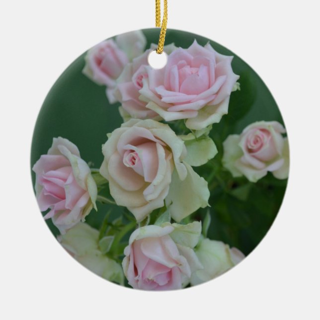 Pastel pink garden roses   ceramic tree decoration (Front)