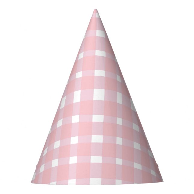 Pastel Pink Gingham Party Hat (Front)