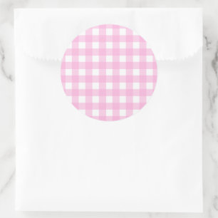 Pastel Pink Gingham Pattern Classic Round Sticker
