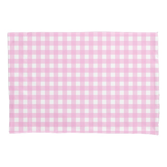 Pastel Pink Gingham Pattern Pillowcase (Front)