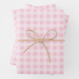 Pastel Pink Gingham Wrapping Paper Sheets