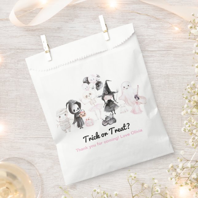 Pastel pink girl halloween birthday favour bags (Clipped)