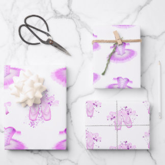 Pastel Pink Girls Ballerina Tutu Ballet Wrapping Paper Sheet
