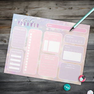 Pastel Pink Girly Cute Daily Planner Notepad
