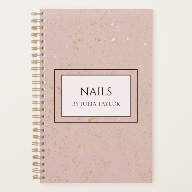Pastel Pink Glitter Nail Salon Manicurist Planner (Front)