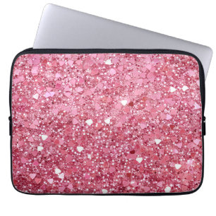 Pastel Pink Glitter Wrapping Paper Laptop Sleeve