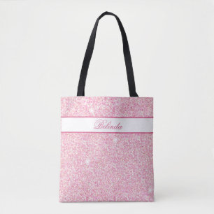 Pastel Pink Glitz and Glam Monogrammed Tote Bag
