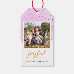 Pastel Pink Gold Glitter Christmas Gift Tags
