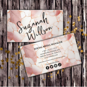 Pastel Pink Gold Marble Elegant  Business Card