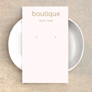 Pastel Pink  Gold Modern Long Earring Display Card