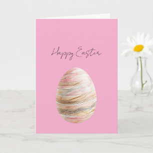 Pastel Pink Gold Stripes Easter Egg Card