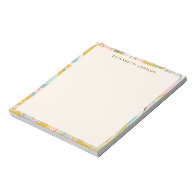 Pastel Pink Gold Teal Abstract Marble Personalised Notepad (Rotated)
