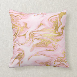 Pastel Pink Gold White Marble Vip Cushion