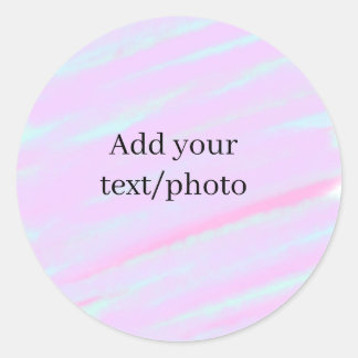 Pastel pink green add photo text watercolor retro  classic round sticker