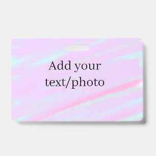 Pastel pink green add photo text watercolor retro ID badge