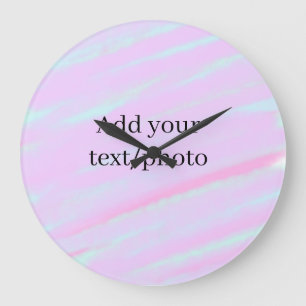 Pastel pink green add photo text watercolor retro  large clock