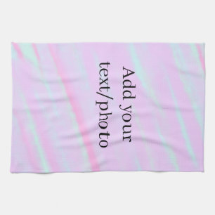 Pastel pink green add photo text watercolor retro tea towel