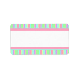 Pastel Pink, Green and Purple Stripes for Parties Label