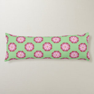 Pastel Pink Green Asian Medallion Floral Body Cushion